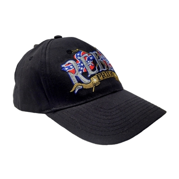 CSI Headwear Embroidered Rebel Pride Black Baseball Hat/Cap Hook & Loop Closure - Picture 2 of 11